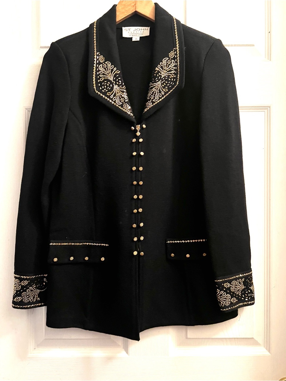 St. John Black Jacket with Gold Bead Embellishment - Picture 3 of 6